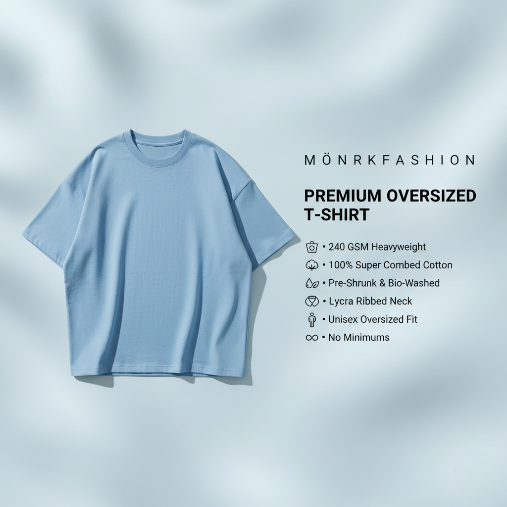 Baby Blue 240GSM heavy weight Unisex Oversized Classic T-Shirt