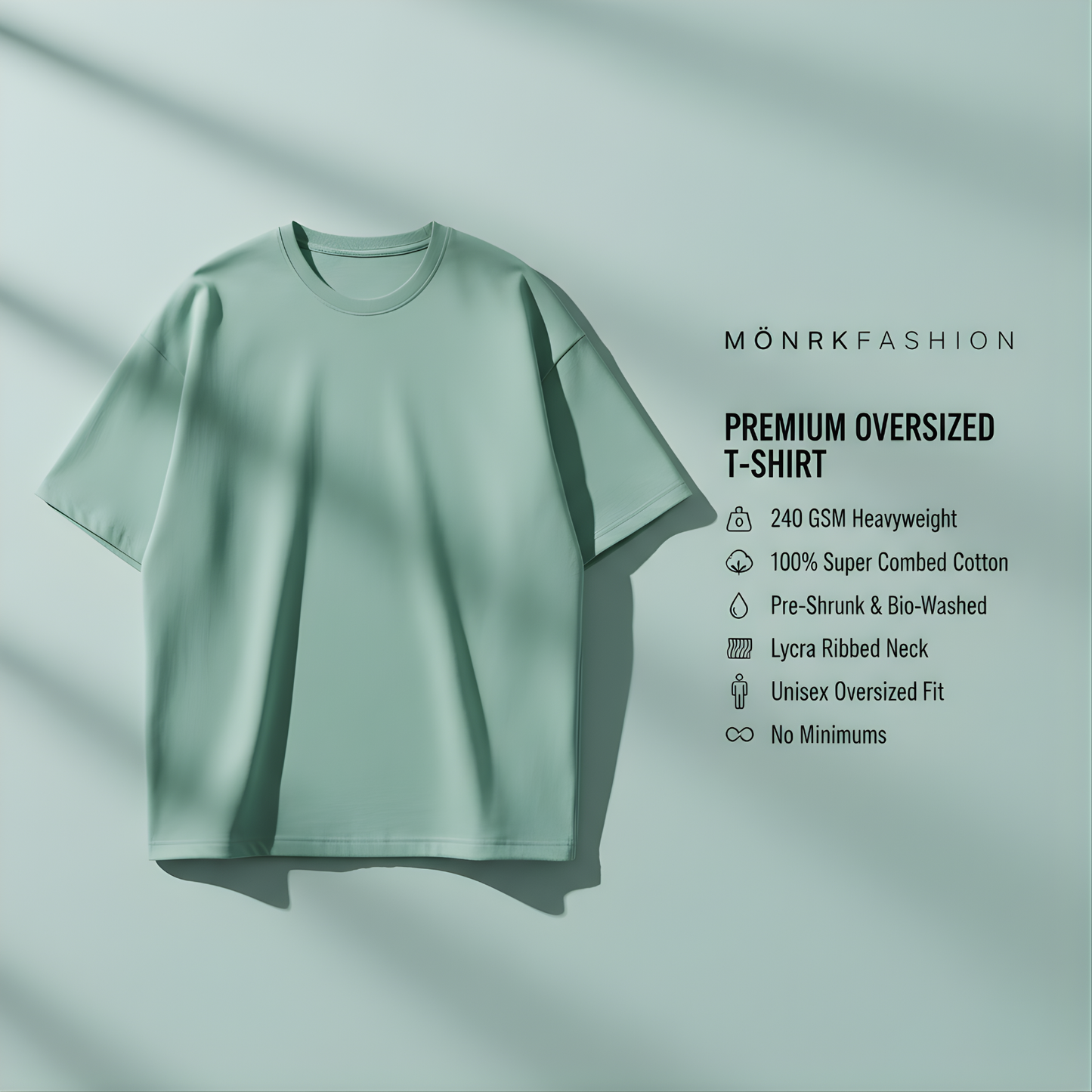 Mint 240GSM heavy weight Unisex Oversized Classic T-Shirt