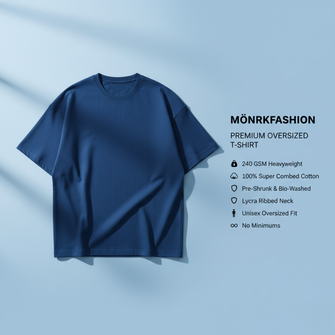 Royal Blue Oversized 240GSM heavy weight Unisex Classic T-Shirt