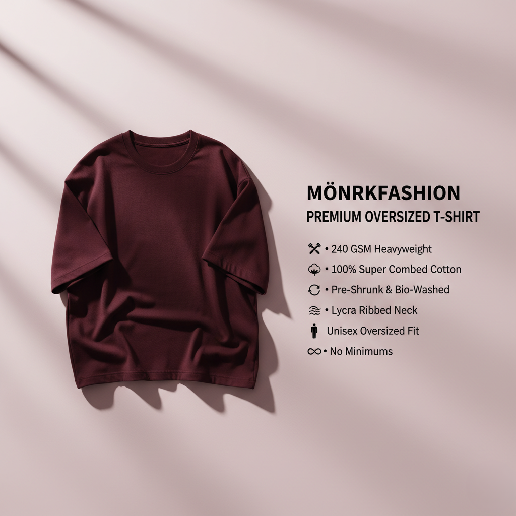 Maroon Oversized 240GSM heavy weight Unisex Classic T-Shirt