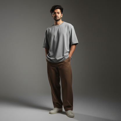 Grey Melange Oversized 240GSM heavy weight Unisex Classic T-Shirt