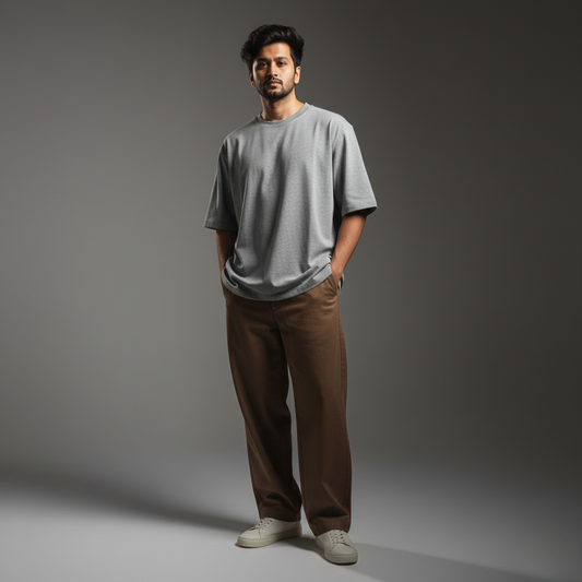 Grey Melange Oversized 240GSM heavy weight Unisex Classic T-Shirt