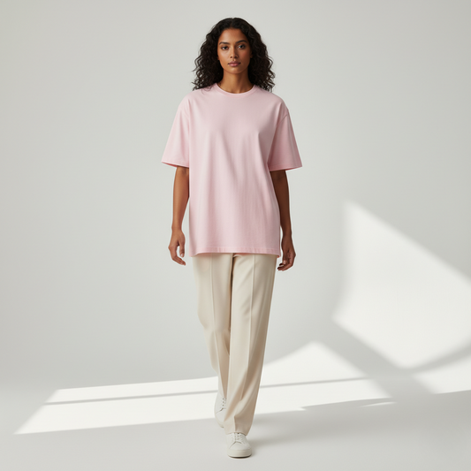 Light Baby Pink 240GSM  Unisex heavy weight  Oversized Classic T-Shirt