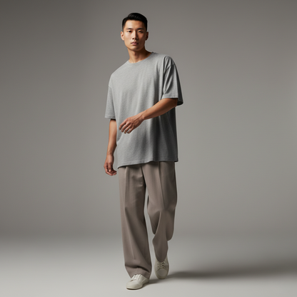 Grey Melange Oversized 240GSM heavy weight Unisex Classic T-Shirt