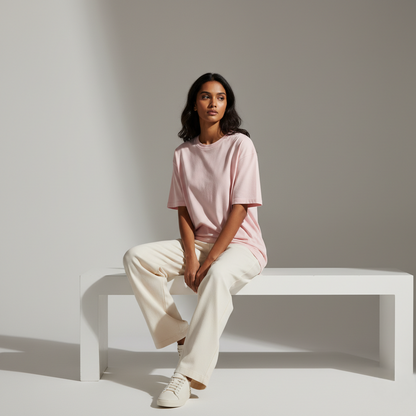 Light Baby Pink 240GSM  Unisex heavy weight  Oversized Classic T-Shirt