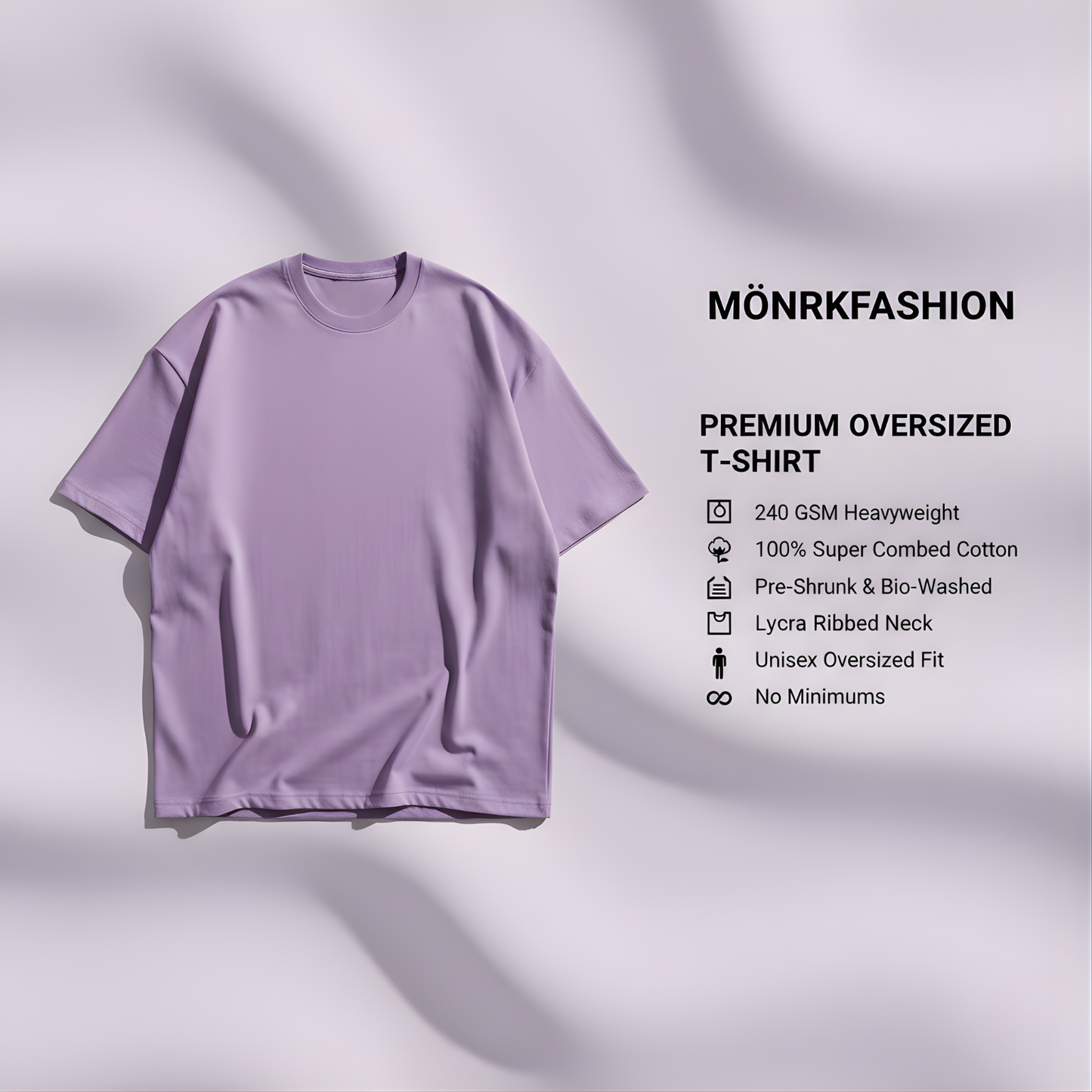 Lavender 240GSM heavy weight Unisex Oversized Classic T-Shirt
