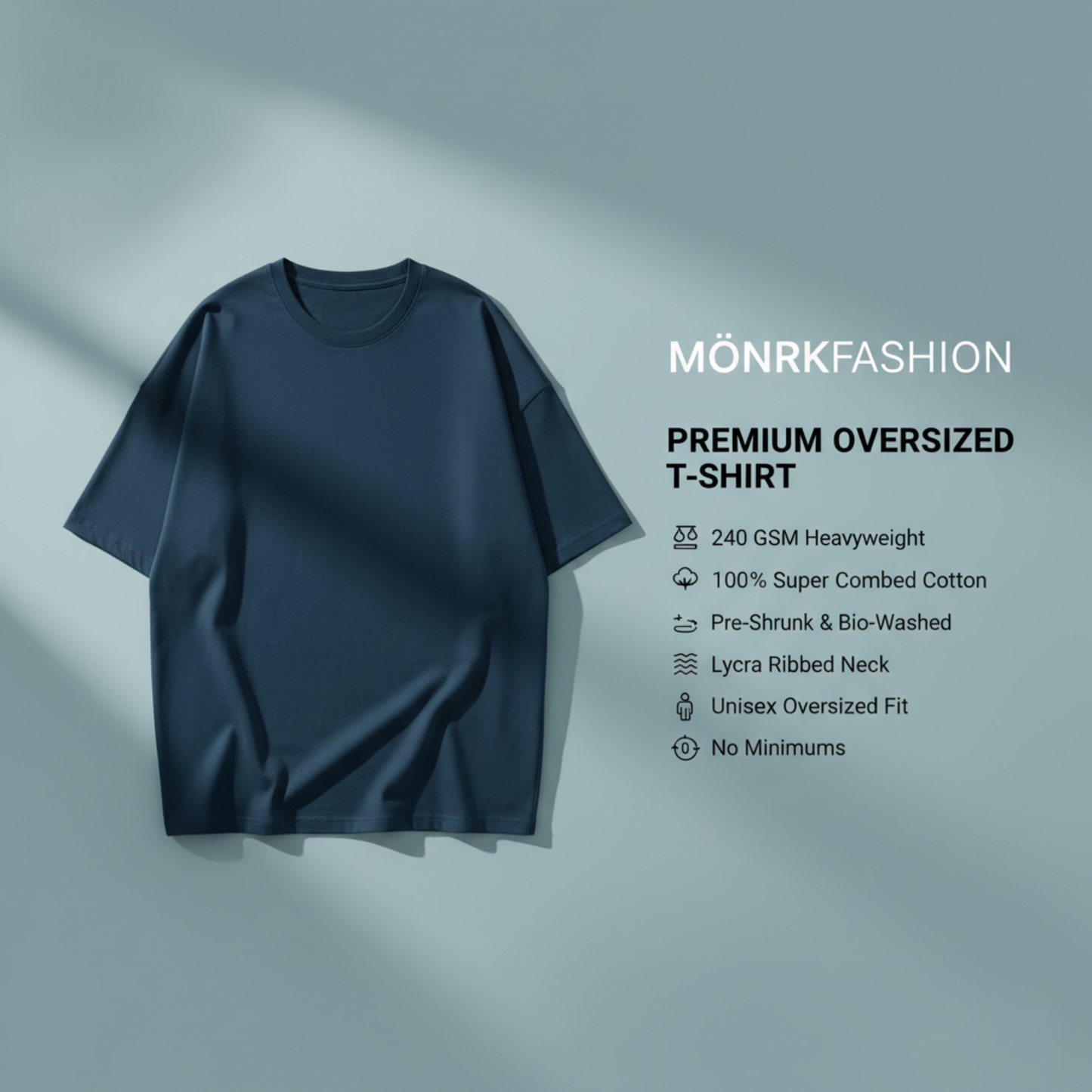 Petrol Blue 240GSM heavy weight Unisex Oversized Classic T-Shirt