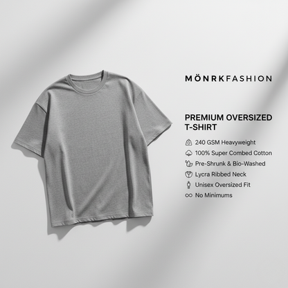 Grey Melange Oversized 240GSM heavy weight Unisex Classic T-Shirt