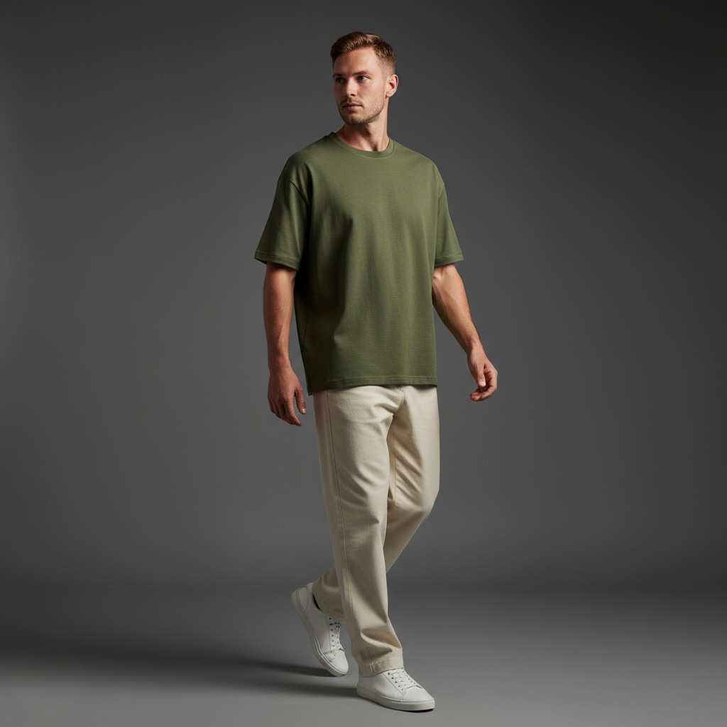 Olive Green 240GSM heavy weight Unisex Oversized Classic T-Shirt