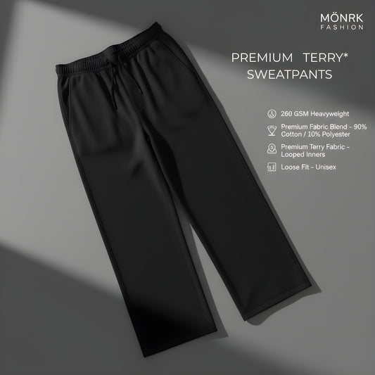 PREMIUM TERRY* SWEATPANTS - BLACK